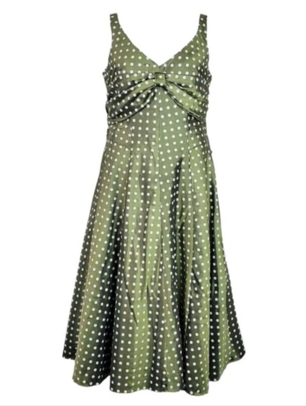 NIGHT WAY COLLECTIONS  Retro Green Polka Dot Midi Dress Size  10